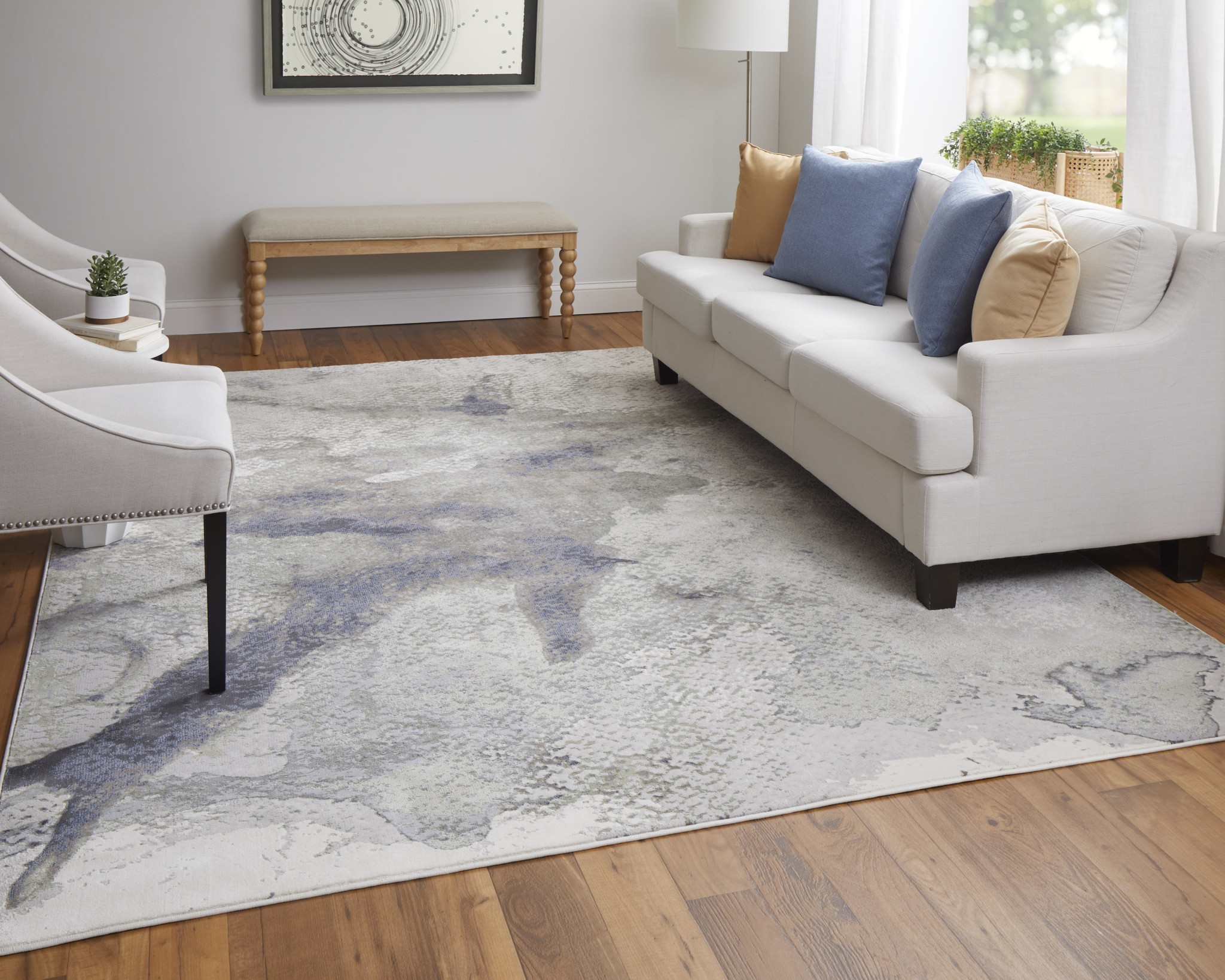 4" X 6" Gray Black and Brown Abstract Power Loom Area Rug