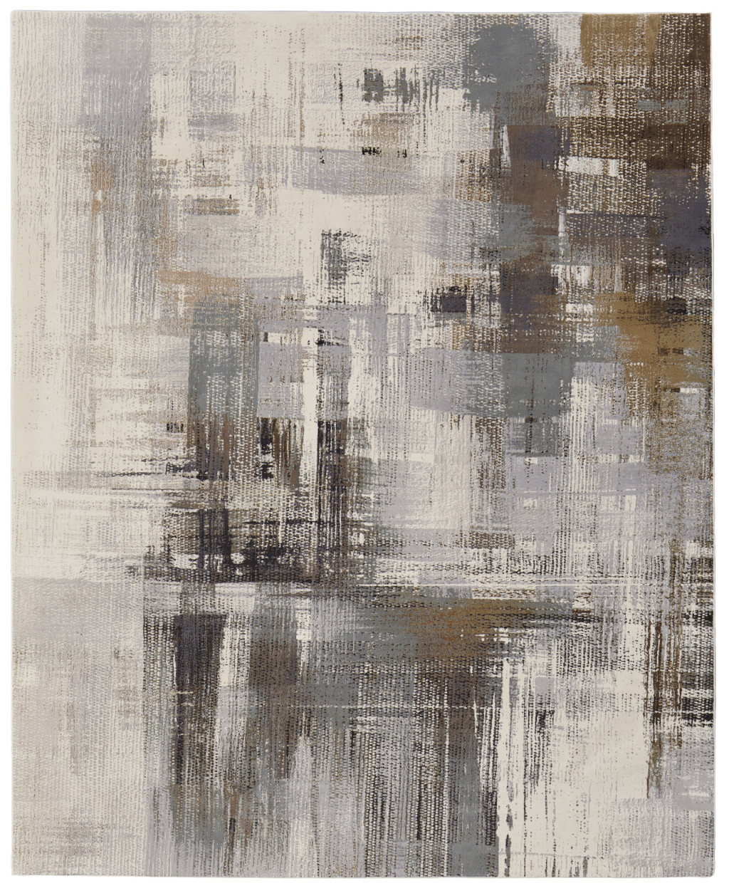 5" X 8" Ivory Gray and Brown Abstract Power Loom Area Rug