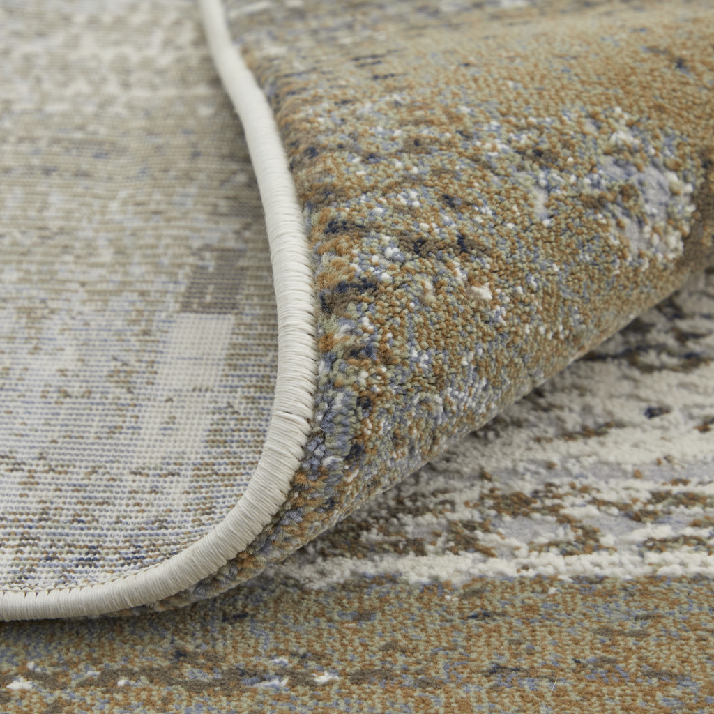5" X 8" Ivory Gray and Brown Abstract Power Loom Area Rug