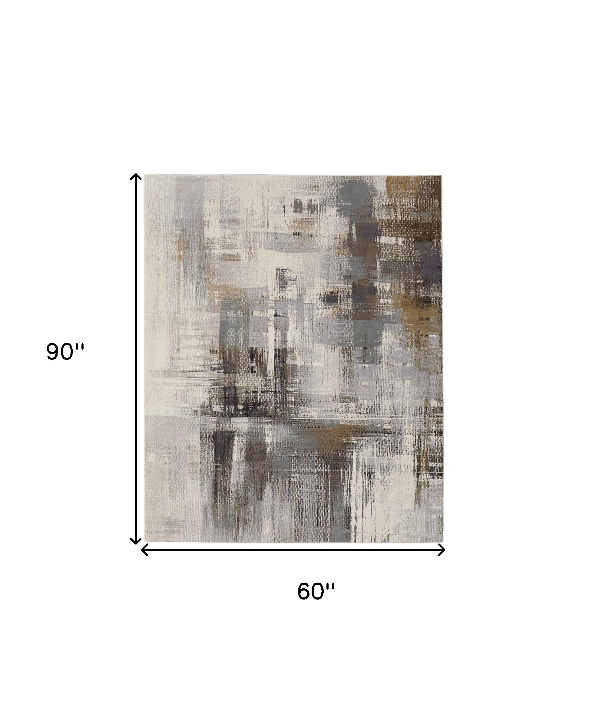 5" X 8" Ivory Gray and Brown Abstract Power Loom Area Rug