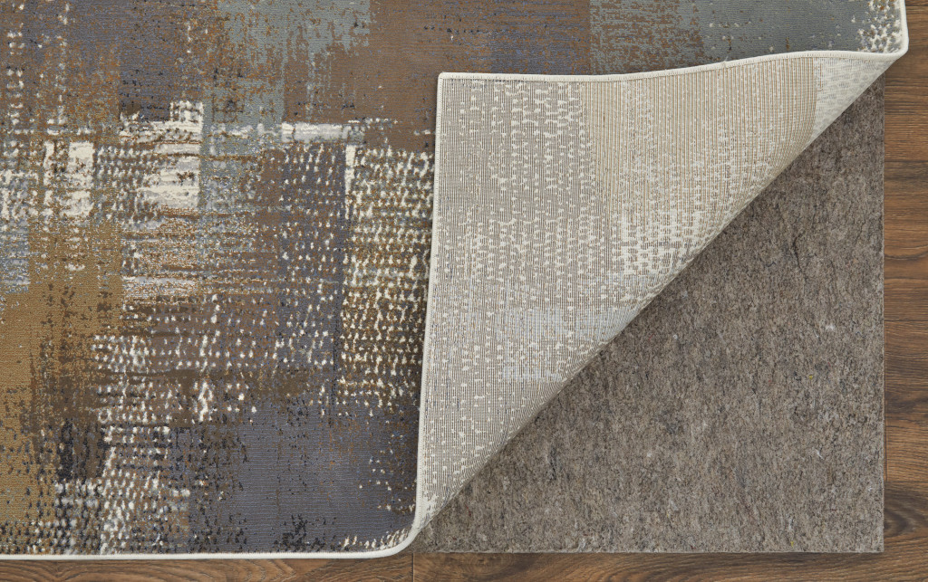 10" X 13" Ivory Gray and Brown Abstract Power Loom Area Rug