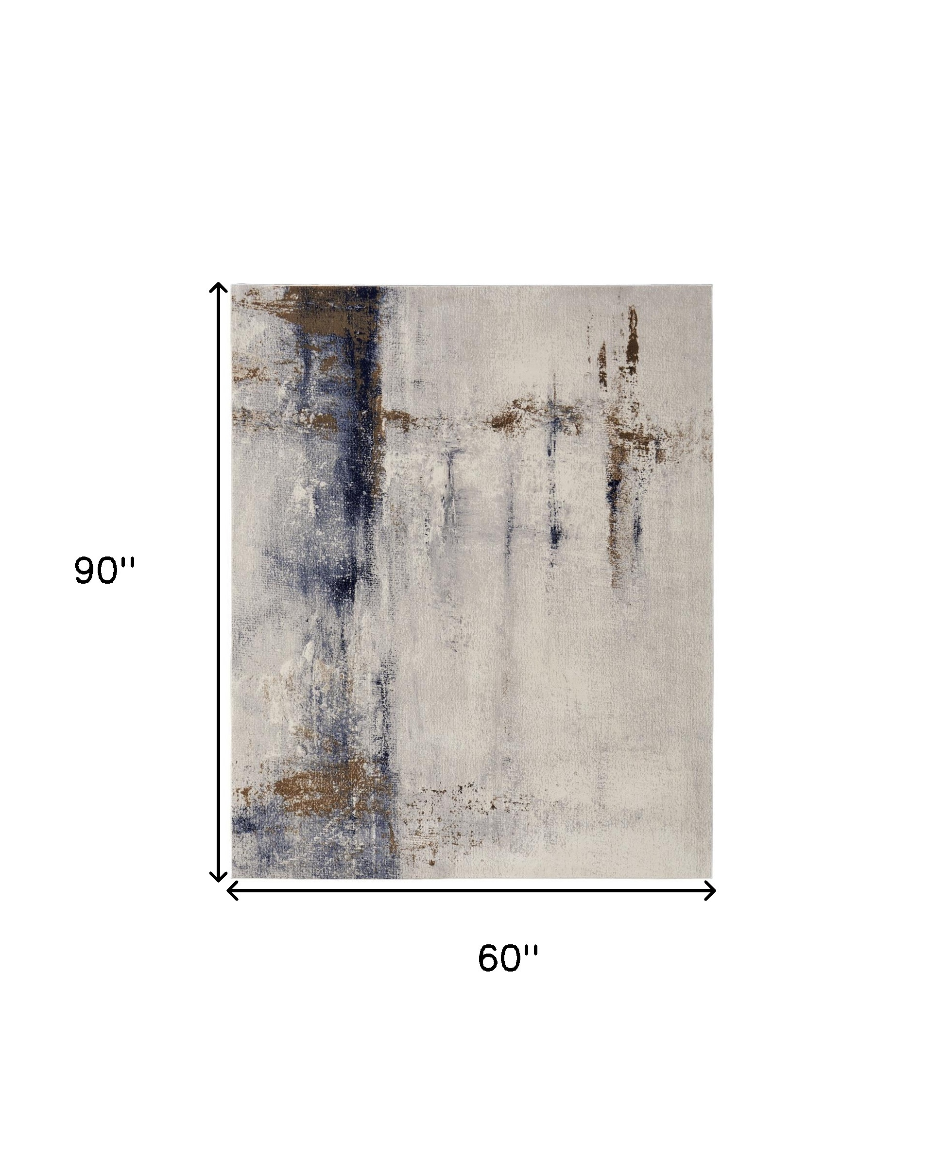 5" X 8" Ivory Blue and Brown Abstract Power Loom Area Rug