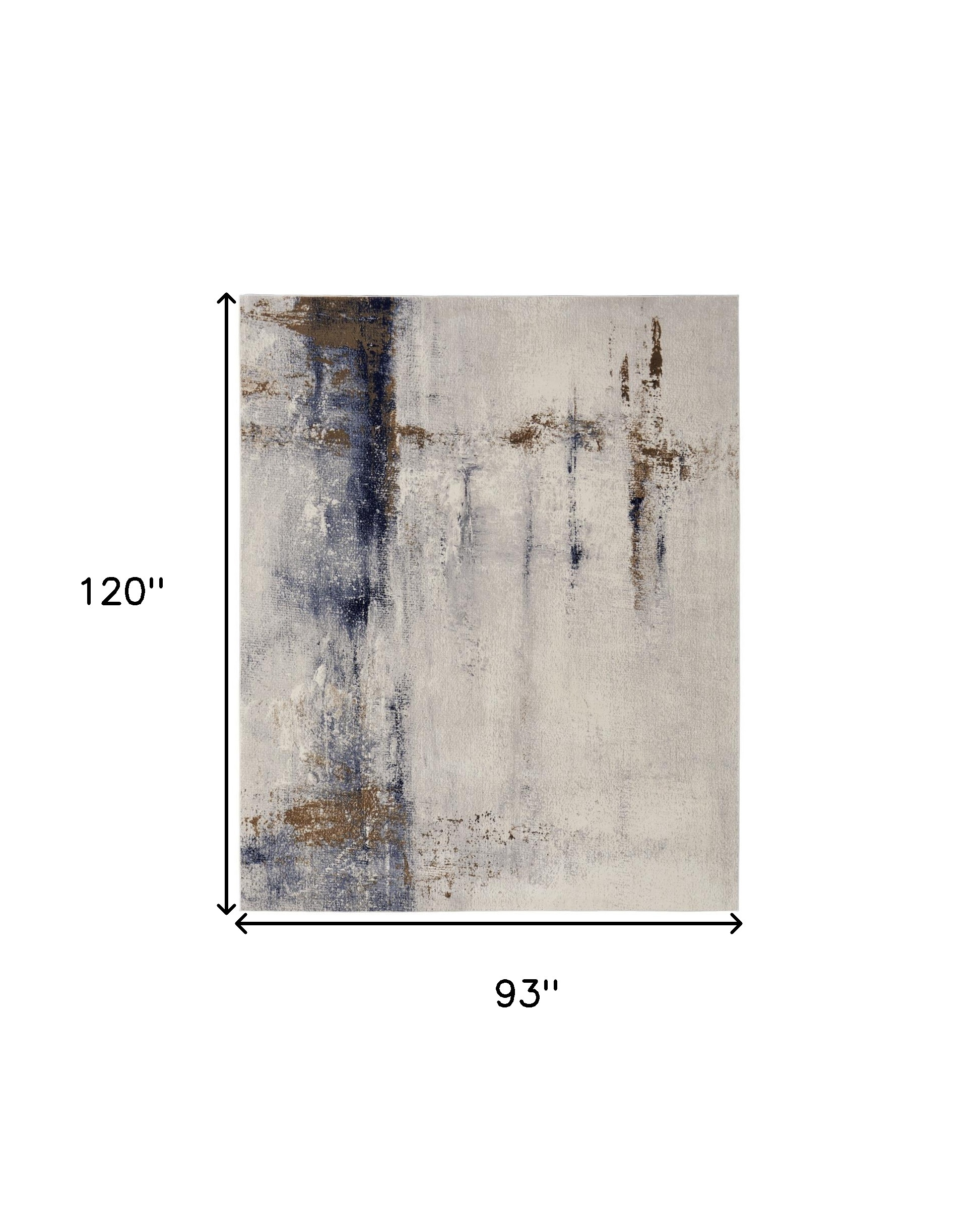 8" X 10" Ivory Blue and Brown Abstract Power Loom Area Rug