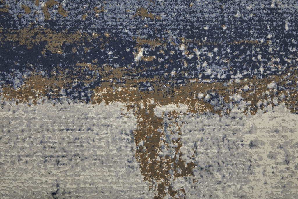 2" X 3" Ivory Blue and Brown Abstract Power Loom Area Rug