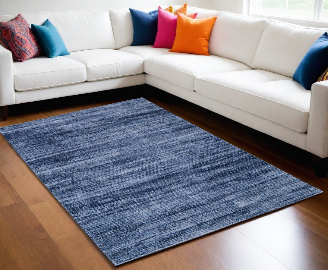 5" X 8" Blue and Gray Power Loom Area Rug
