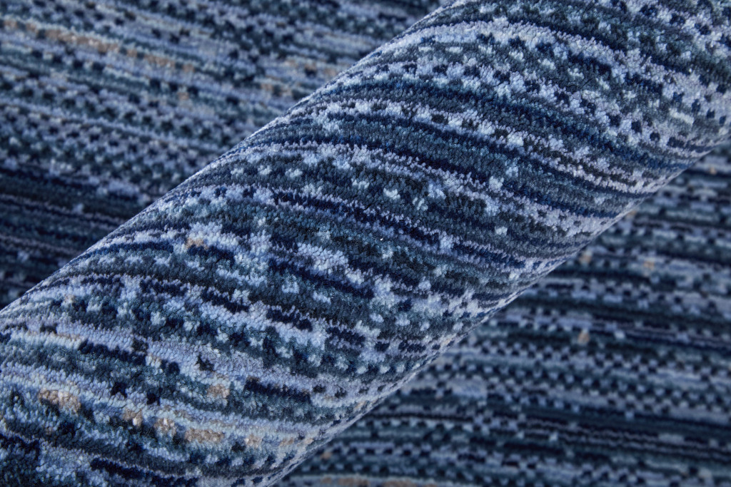 9" X 13" Blue and Gray Power Loom Area Rug