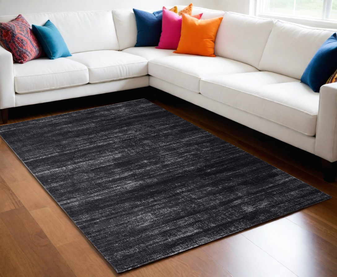 5" X 8" Black and Gray Power Loom Area Rug