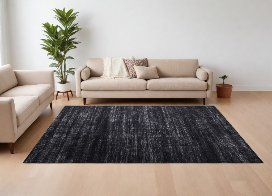 8" X 10" Black and Gray Power Loom Area Rug