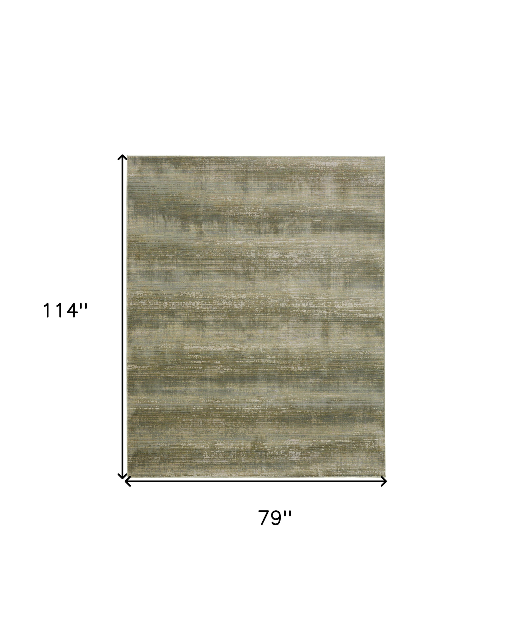 7" X 10" Tan and Green Power Loom Area Rug