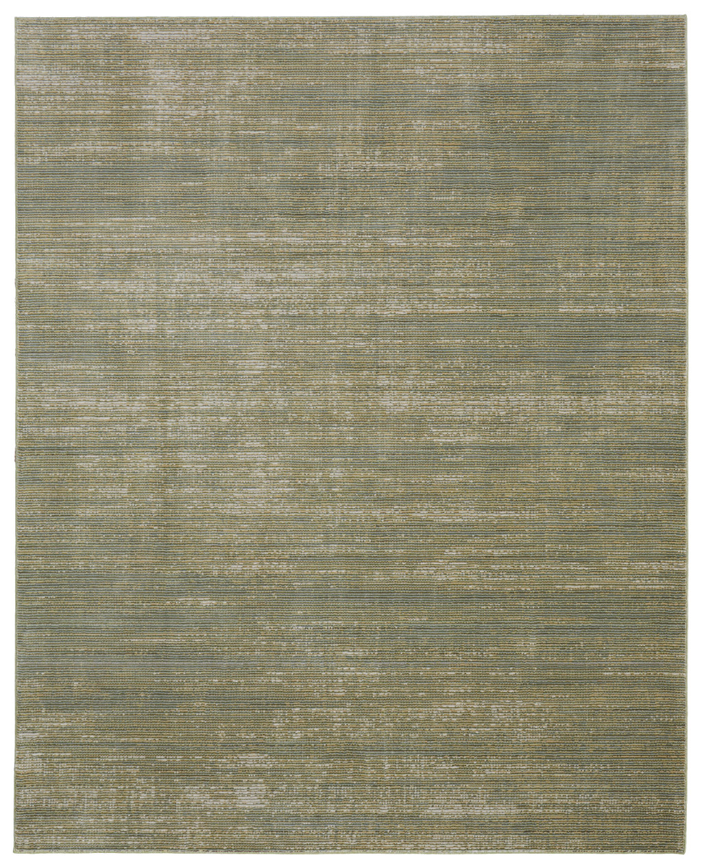 9" X 13" Tan and Green Power Loom Area Rug