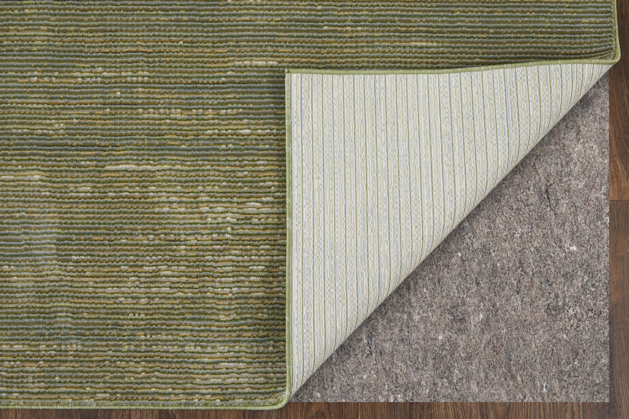 9" X 13" Tan and Green Power Loom Area Rug