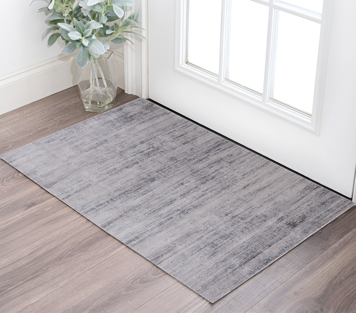 2" X 3" Gray and Ivory Power Loom Area Rug