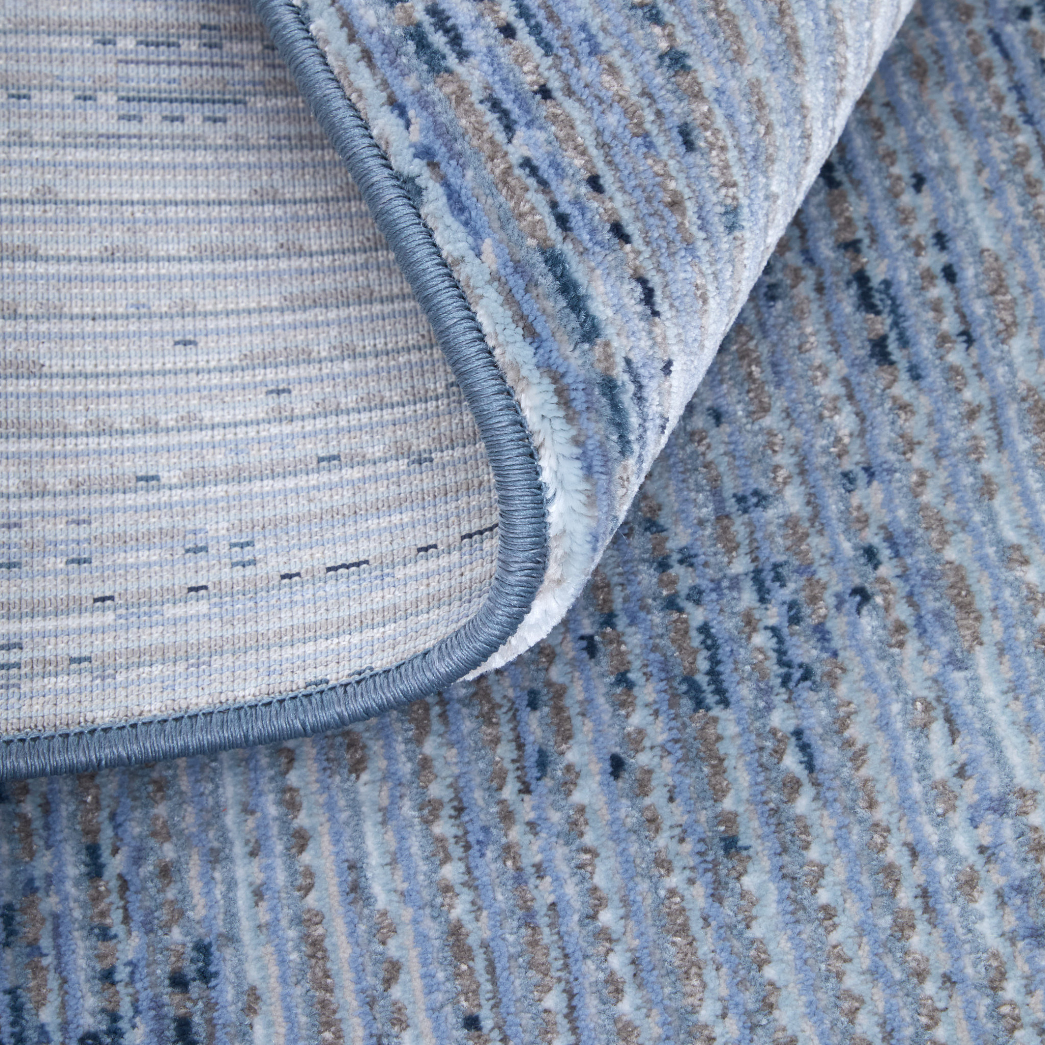 8" X 10" Blue and Ivory Power Loom Area Rug
