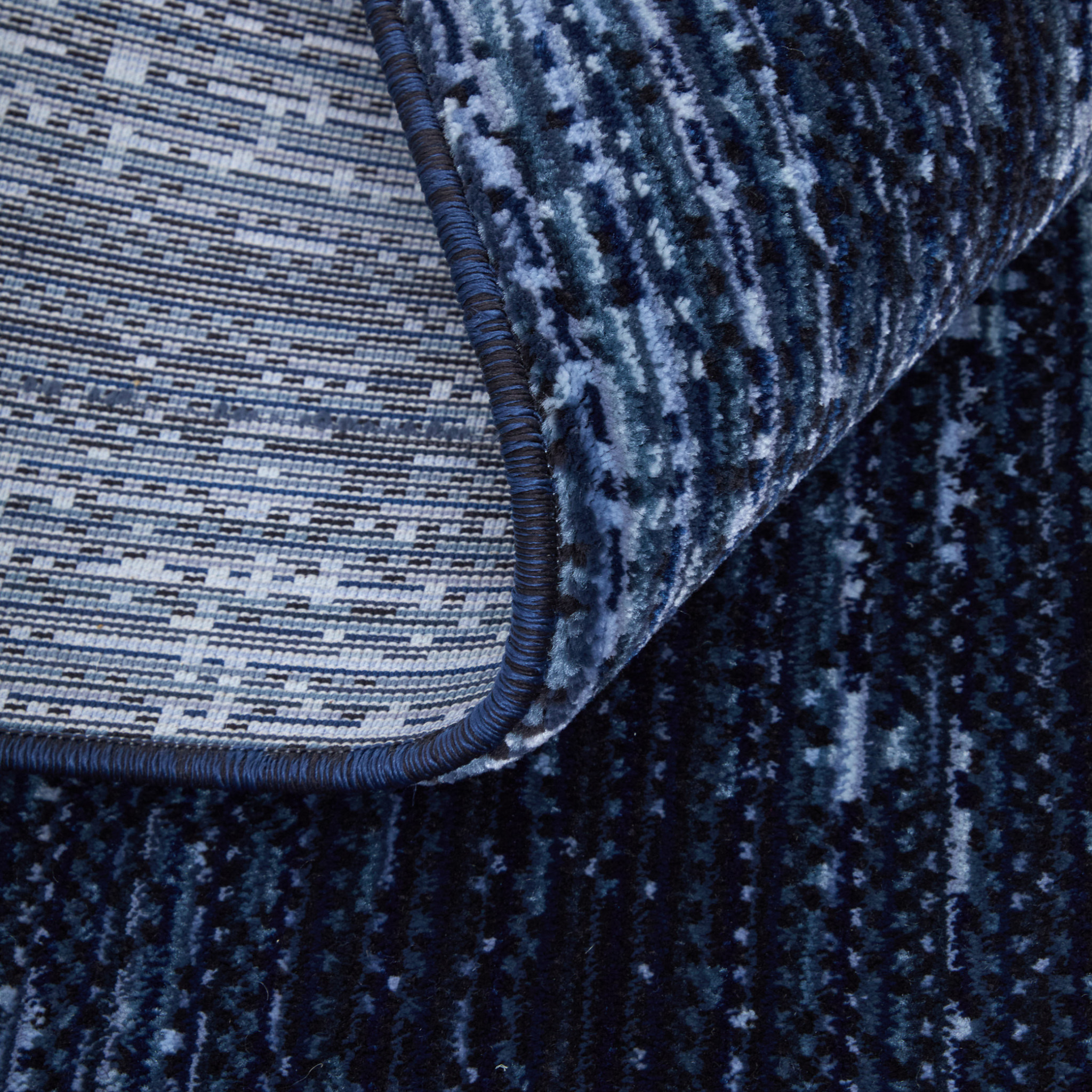5" X 8" Black and Blue Power Loom Area Rug