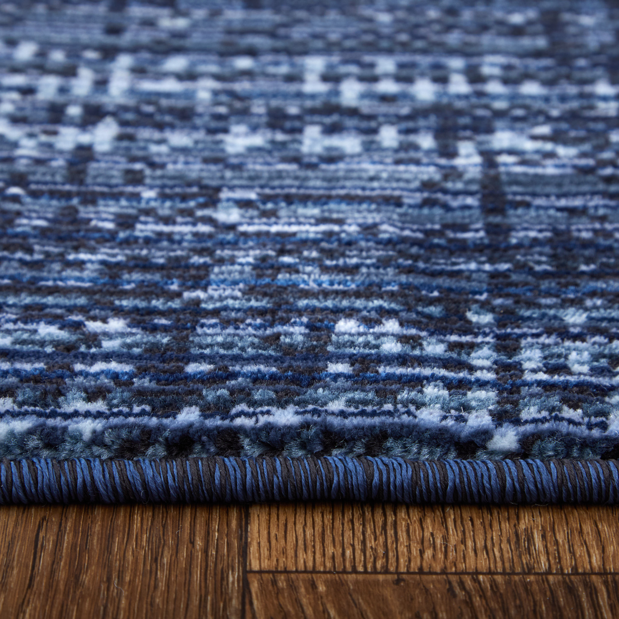 2" X 3" Black and Blue Power Loom Area Rug