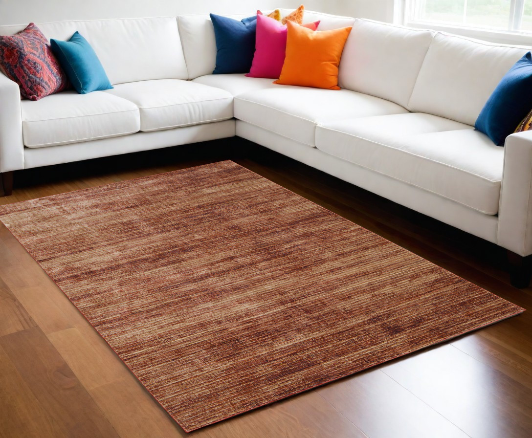 5' X 8' Tan and Brown Power Loom Area Rug-566835-1