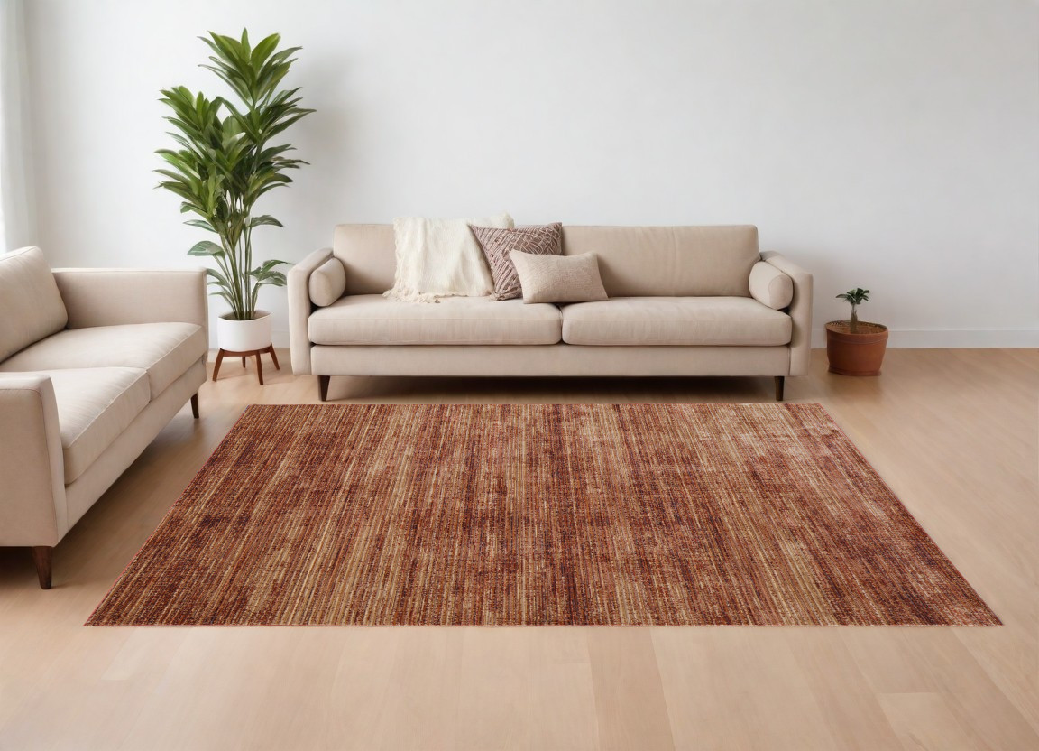 7' X 10' Tan and Brown Power Loom Area Rug-566836-1