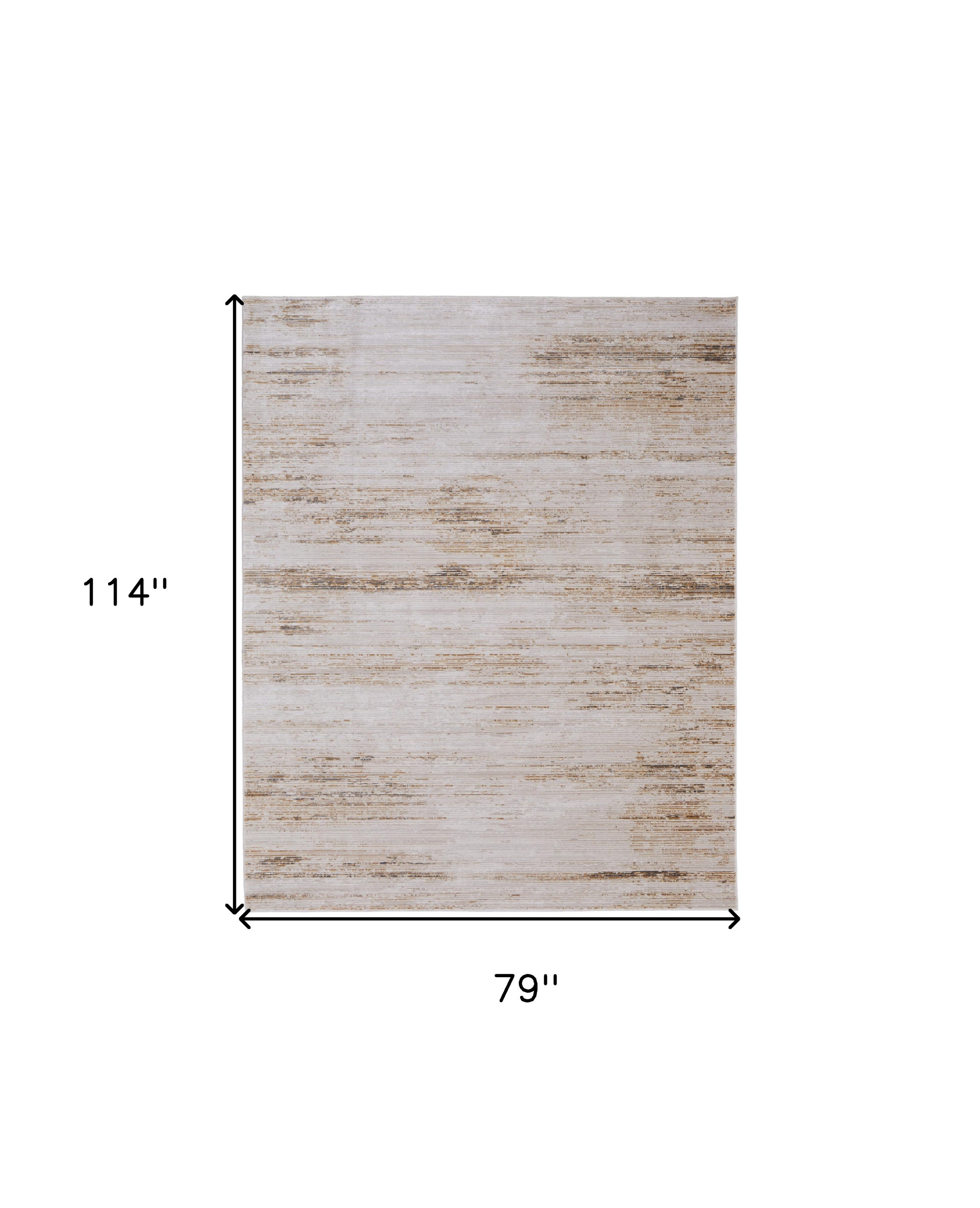 7" X 10" Ivory and Tan Abstract Power Loom Worn Faded Area Rug