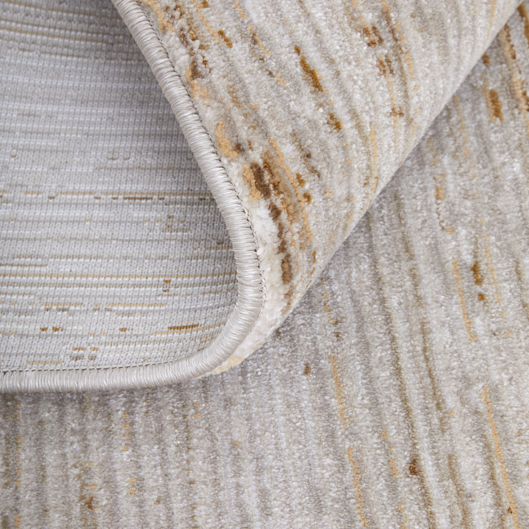 8" X 10" Ivory and Tan Abstract Power Loom Worn Faded Area Rug