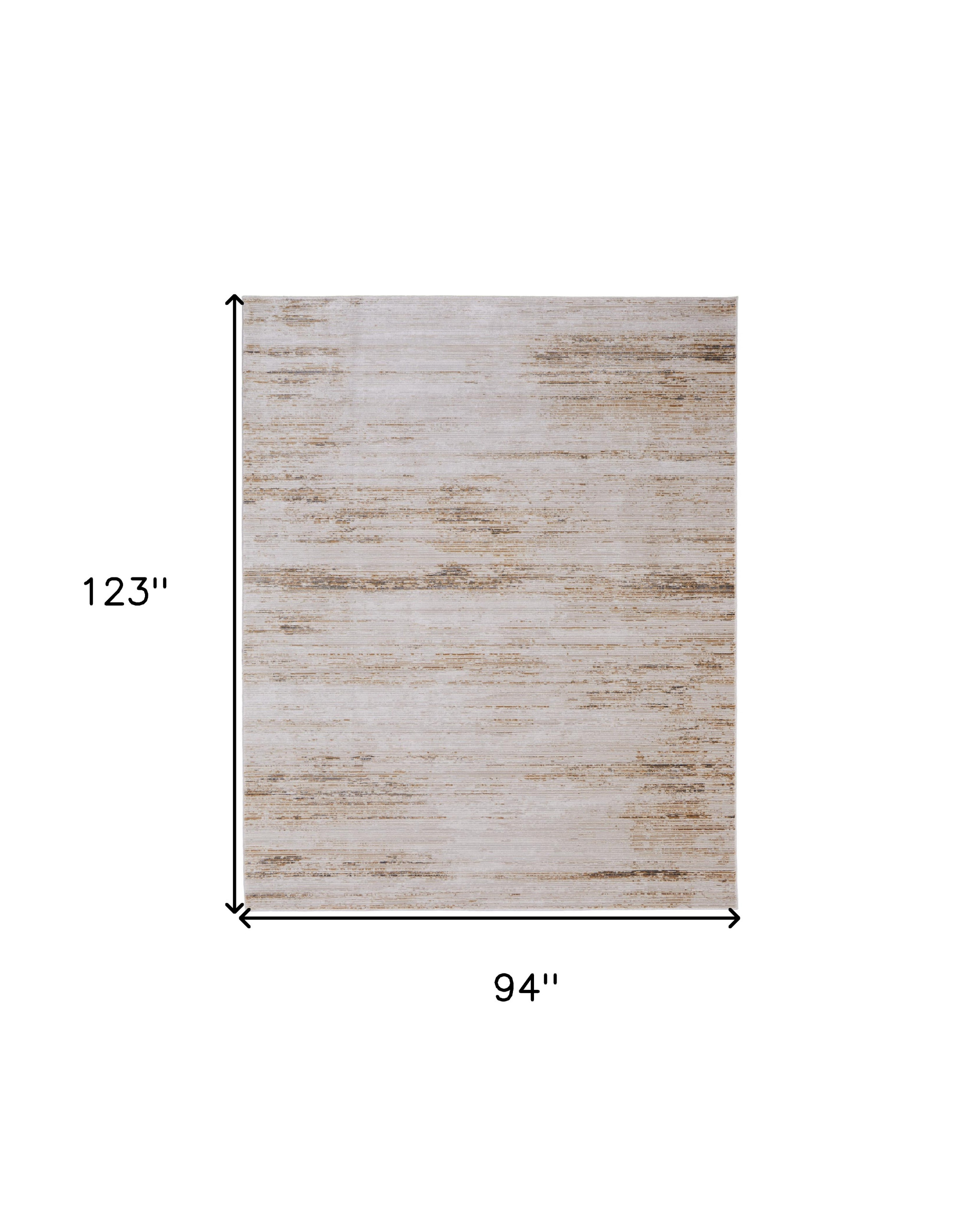 8" X 10" Ivory and Tan Abstract Power Loom Worn Faded Area Rug