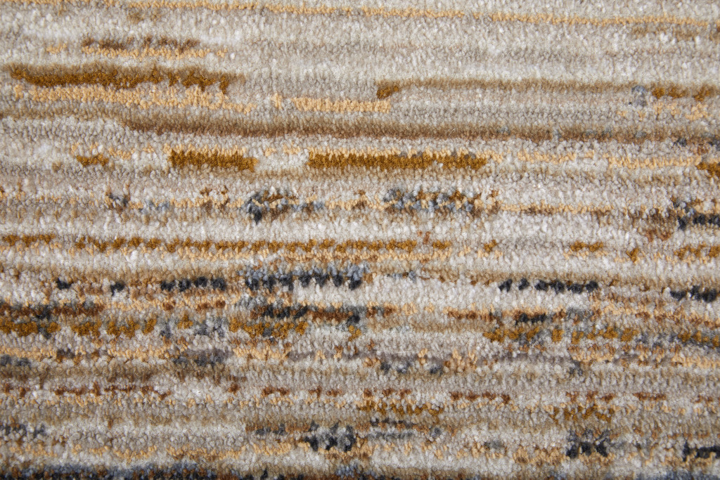 2" X 3" Ivory and Tan Abstract Power Loom Worn Faded Area Rug