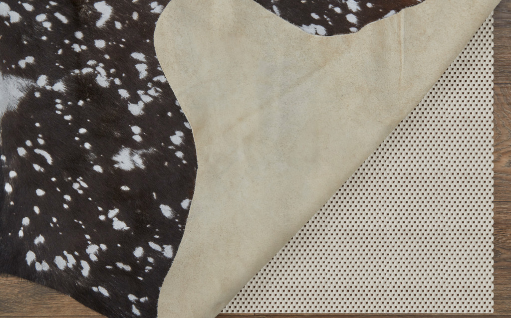 8" X 10" Brown and Silver Cowhide Animal Print Power Loom Area Rug