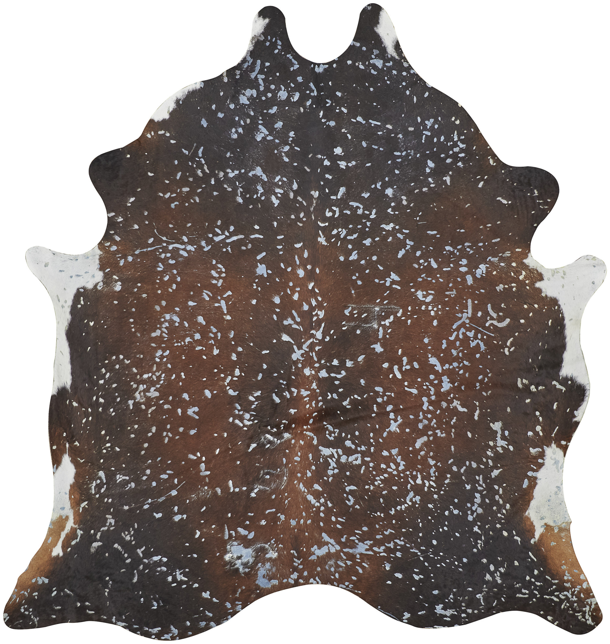 8" X 10" Brown and Silver Cowhide Animal Print Power Loom Area Rug