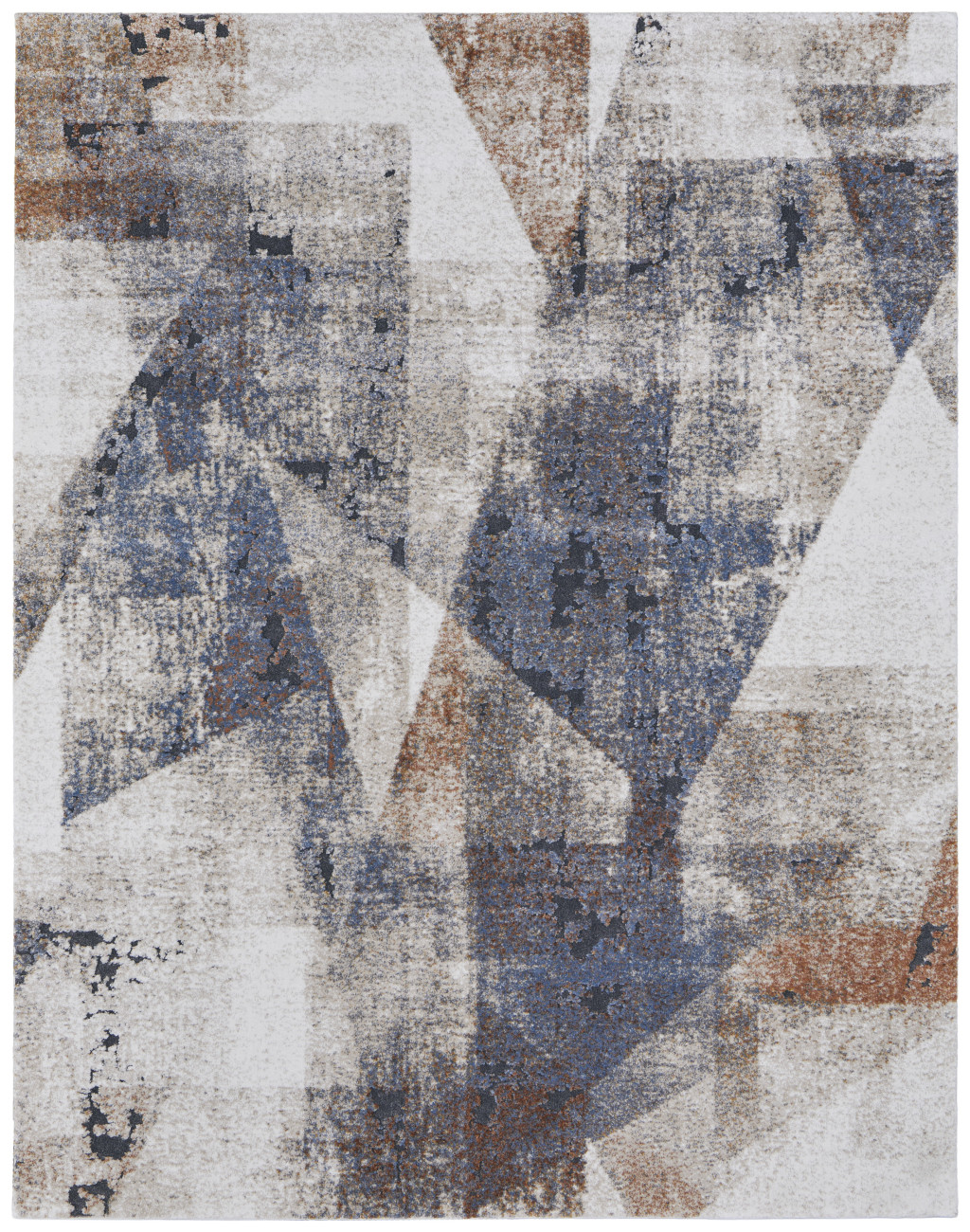 5" X 8" Gray Blue and Ivory Checkered Power Loom Area Rug