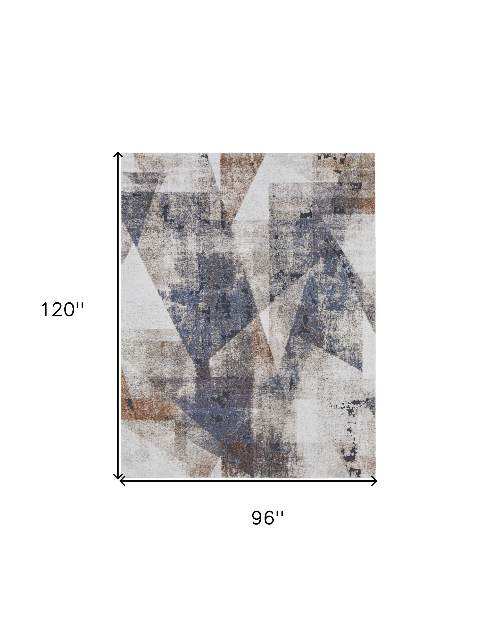 8" X 10" Gray Blue and Ivory Checkered Power Loom Area Rug