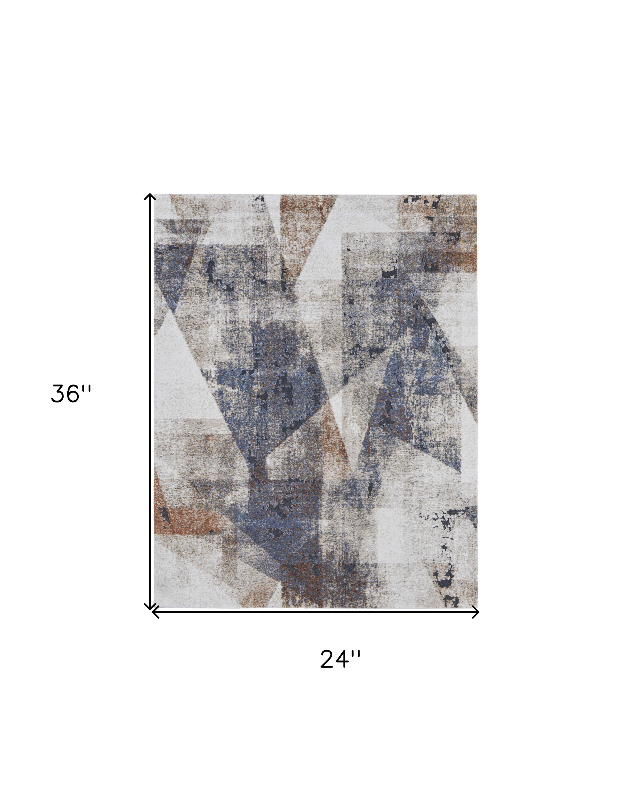 2" X 3" Gray Blue and Ivory Checkered Power Loom Area Rug
