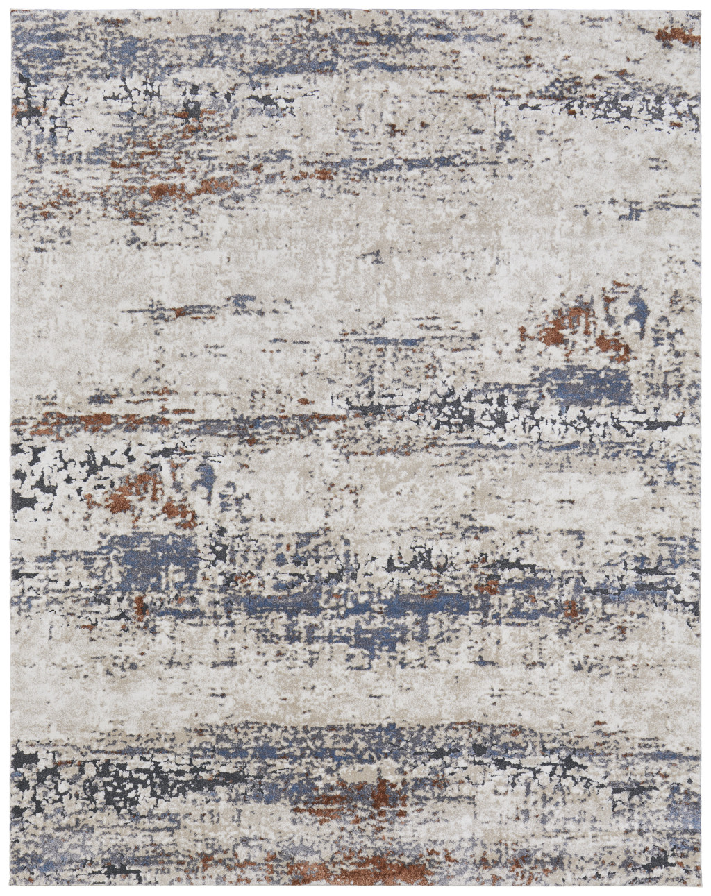 10" X 14" Gray Blue and Ivory Abstract Power Loom Area Rug
