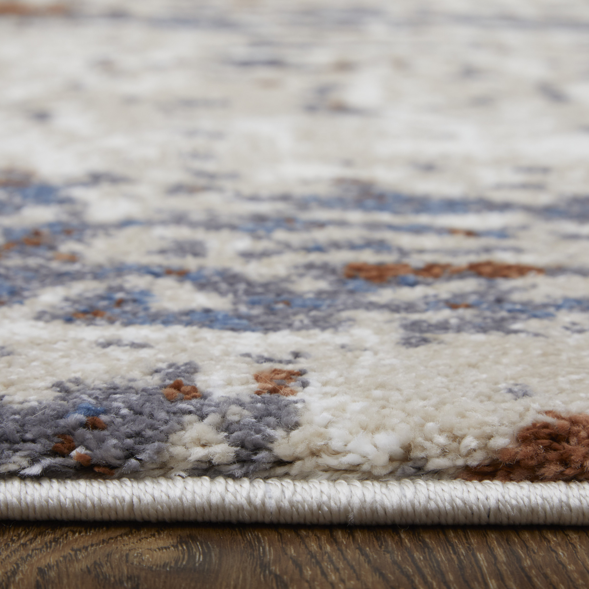 10" X 14" Gray Blue and Ivory Abstract Power Loom Area Rug