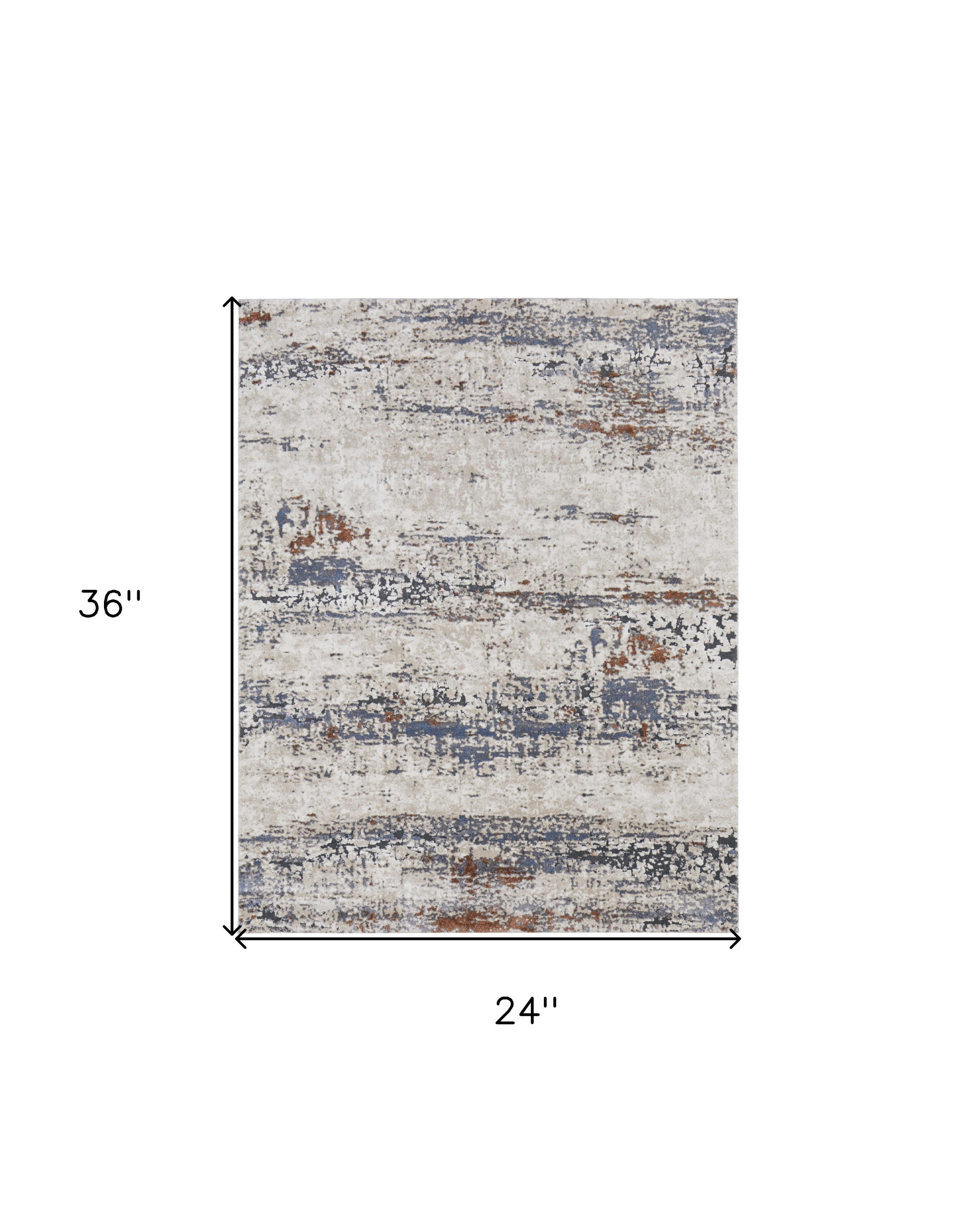 2" X 3" Gray Blue and Ivory Abstract Power Loom Area Rug