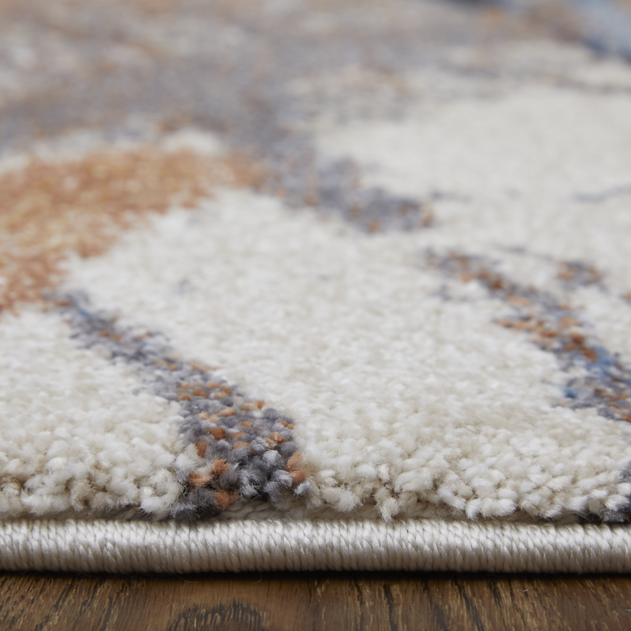 2" X 3" Ivory Blue and Brown Abstract Power Loom Area Rug