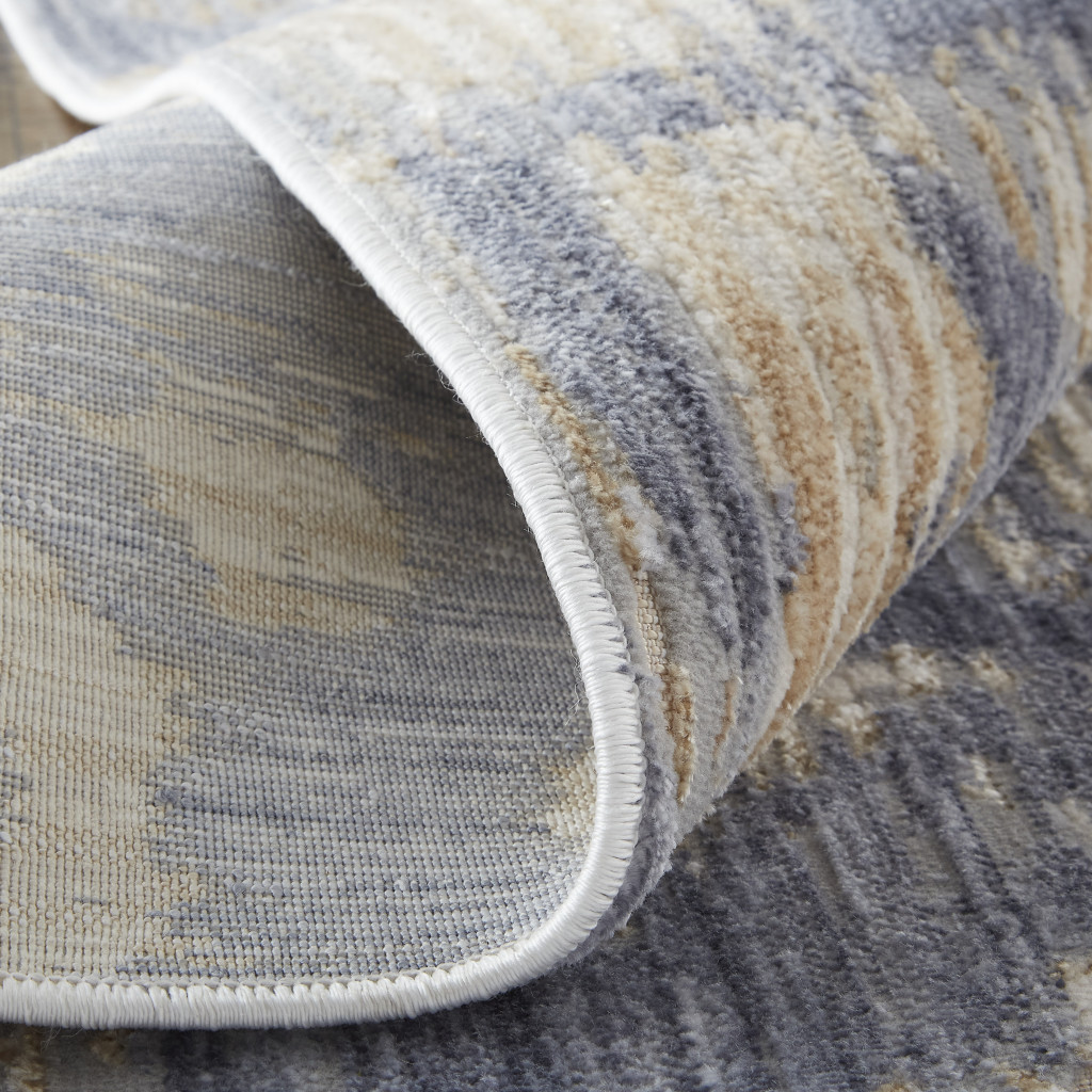 3" X 5" Ivory Tan and Blue Ombre Power Loom Area Rug