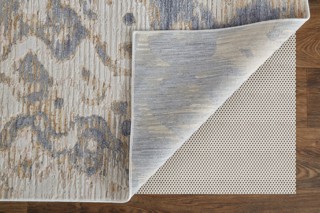 3" X 5" Ivory Tan and Blue Ombre Power Loom Area Rug