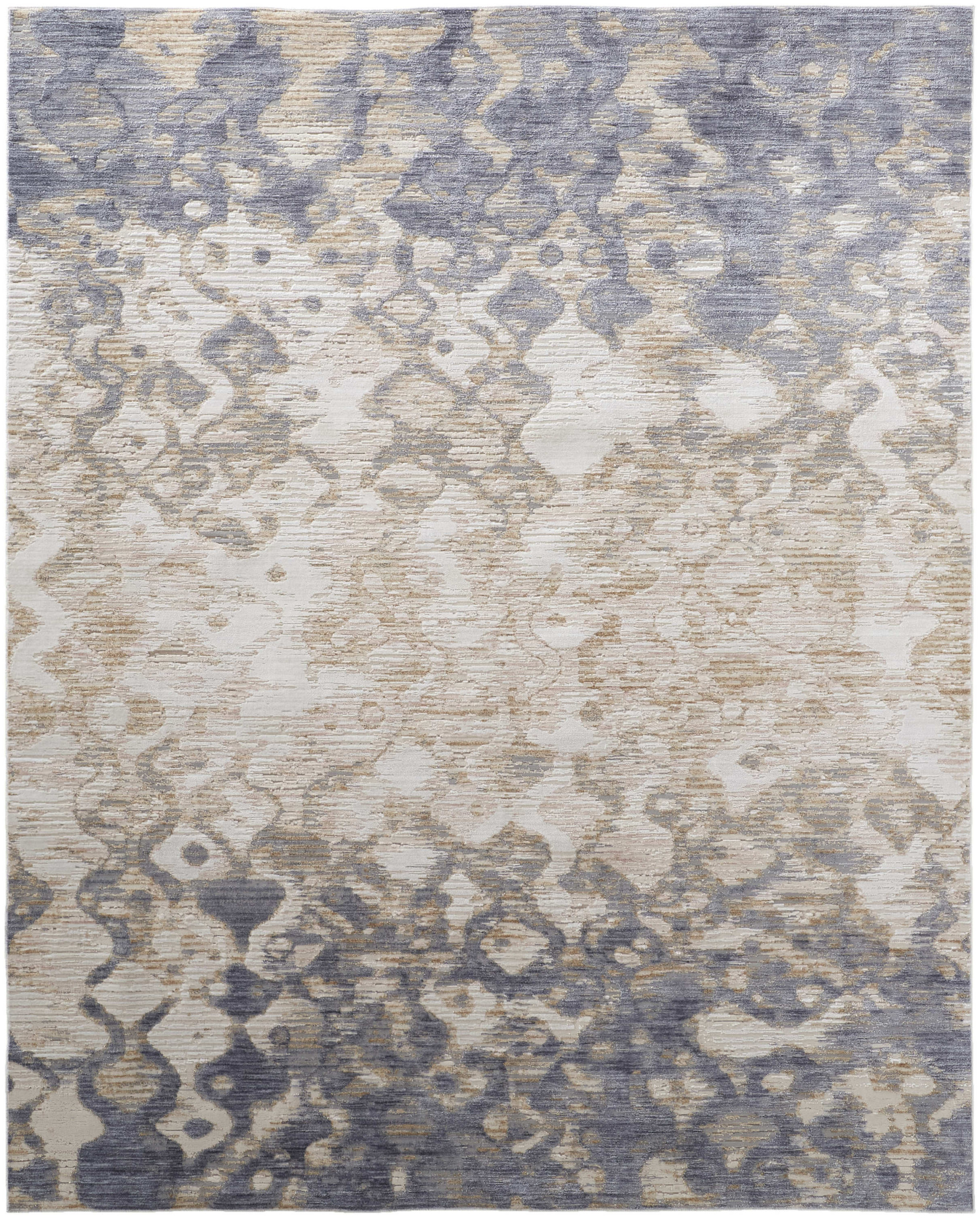 3" X 5" Ivory Tan and Blue Ombre Power Loom Area Rug