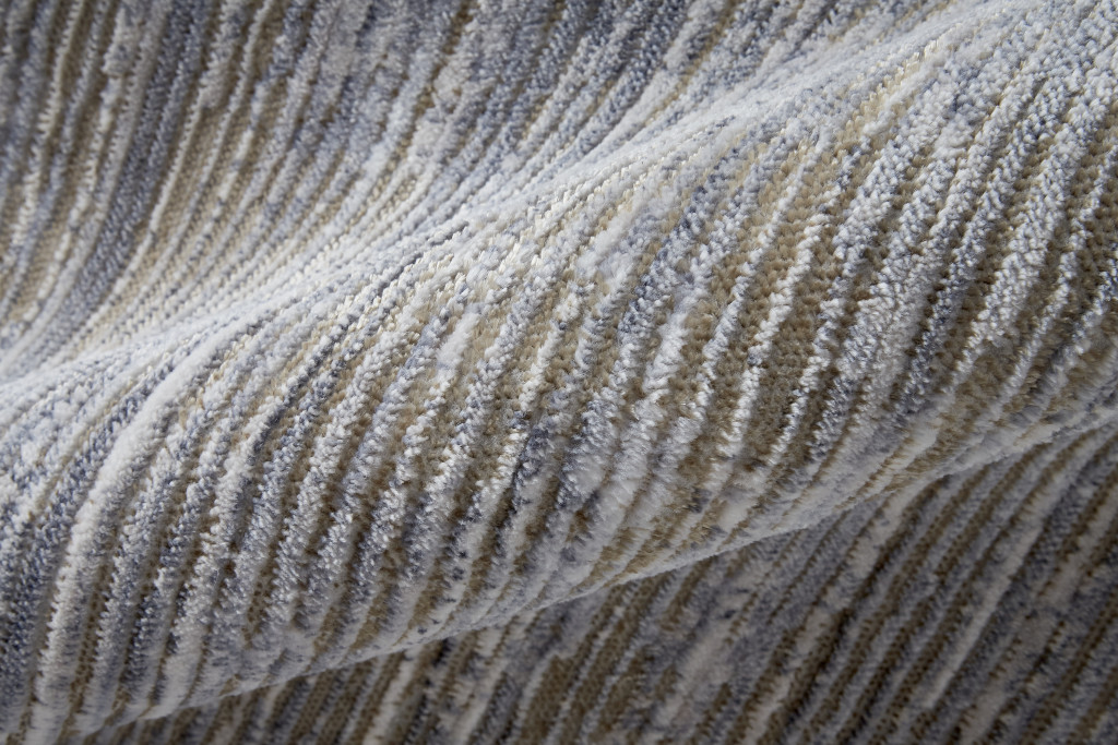 3" X 5" Taupe and Silver Abstract Power Loom Worn Faded Area Rug