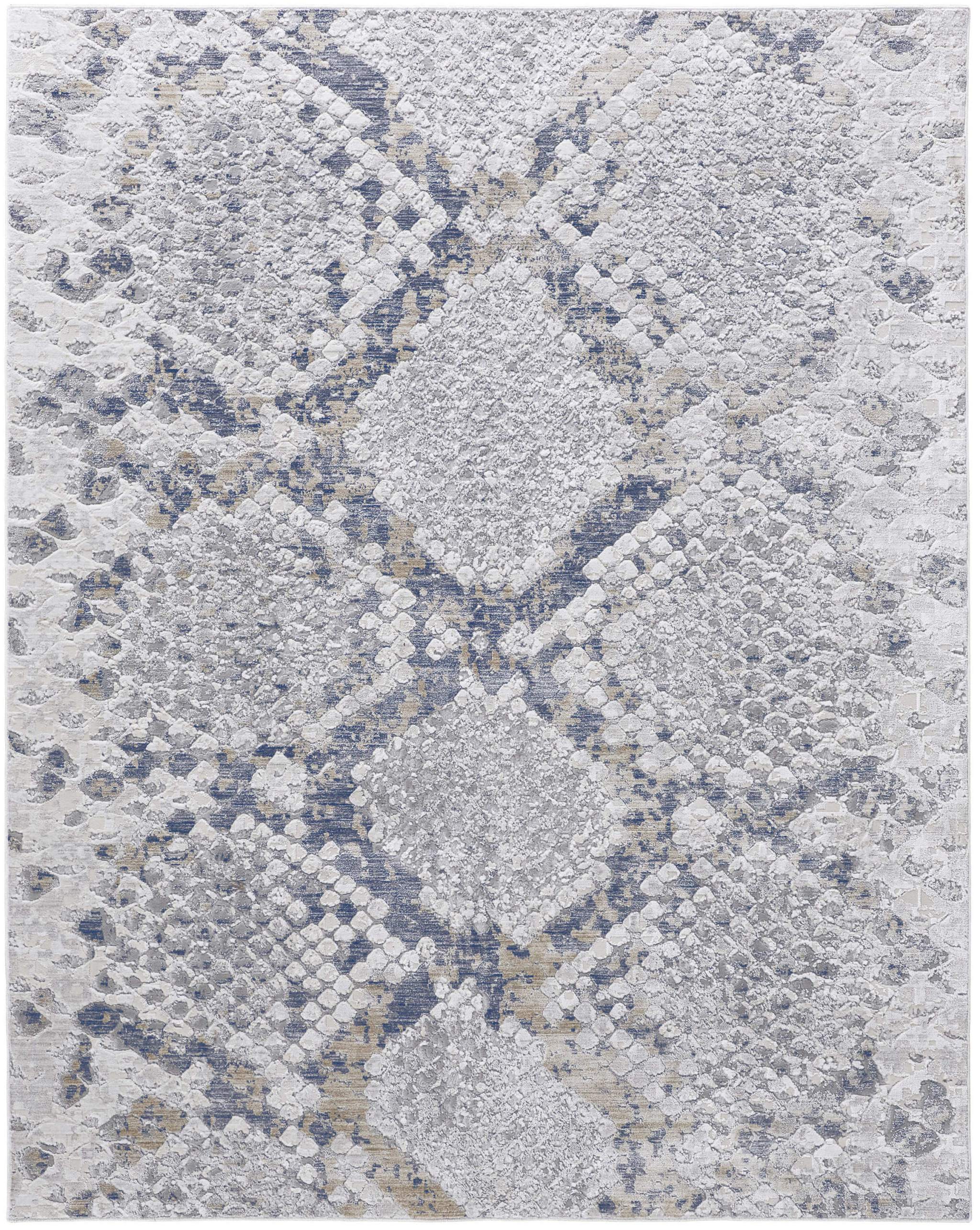 5" X 8" Gray Silver and Blue Floral Power Loom Area Rug