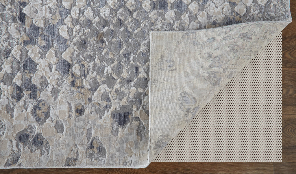 8" Gray and Silver Floral Power Loom Runner Rug