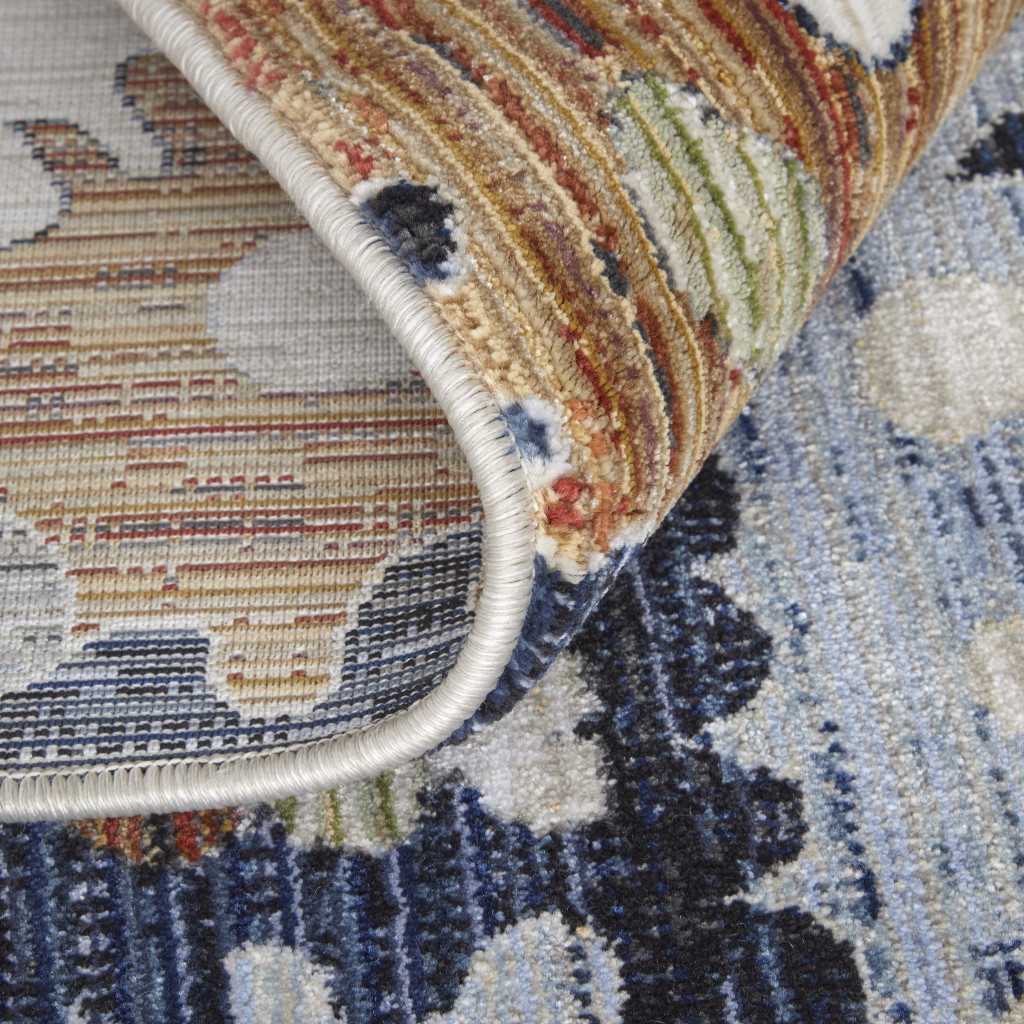 2" X 3" Ivory Red and Blue Floral Power Loom Area Rug