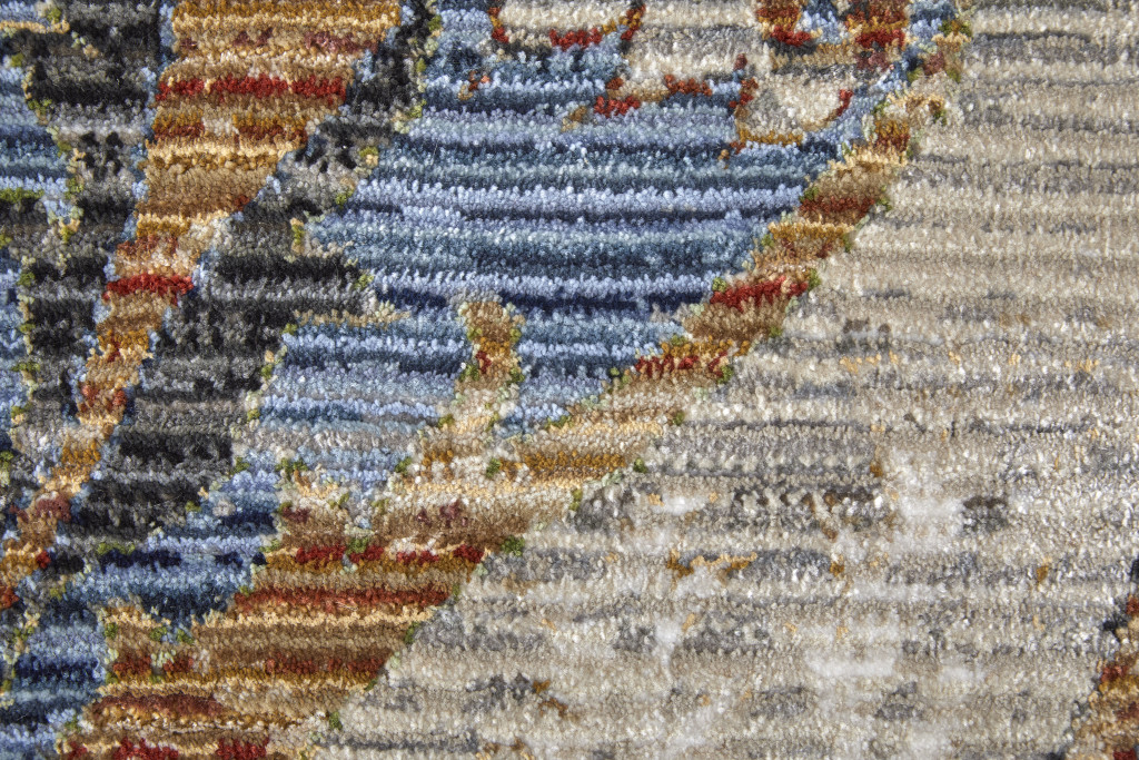 2" X 3" Gray Black and Red Ikat Power Loom Area Rug