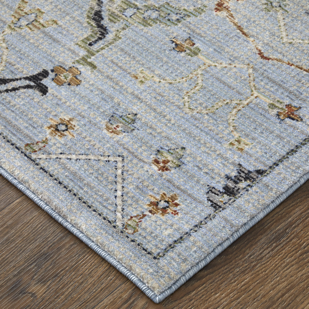 2" X 3" Gray Blue and Green Floral Power Loom Area Rug