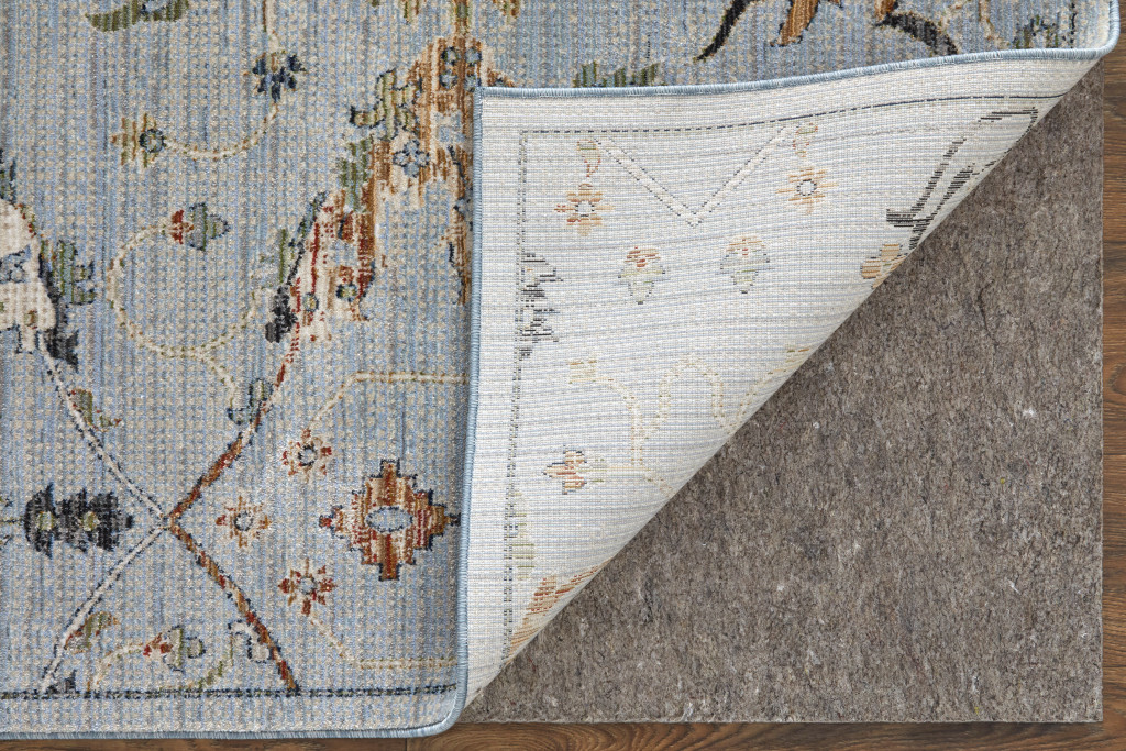 2" X 3" Gray Blue and Green Floral Power Loom Area Rug