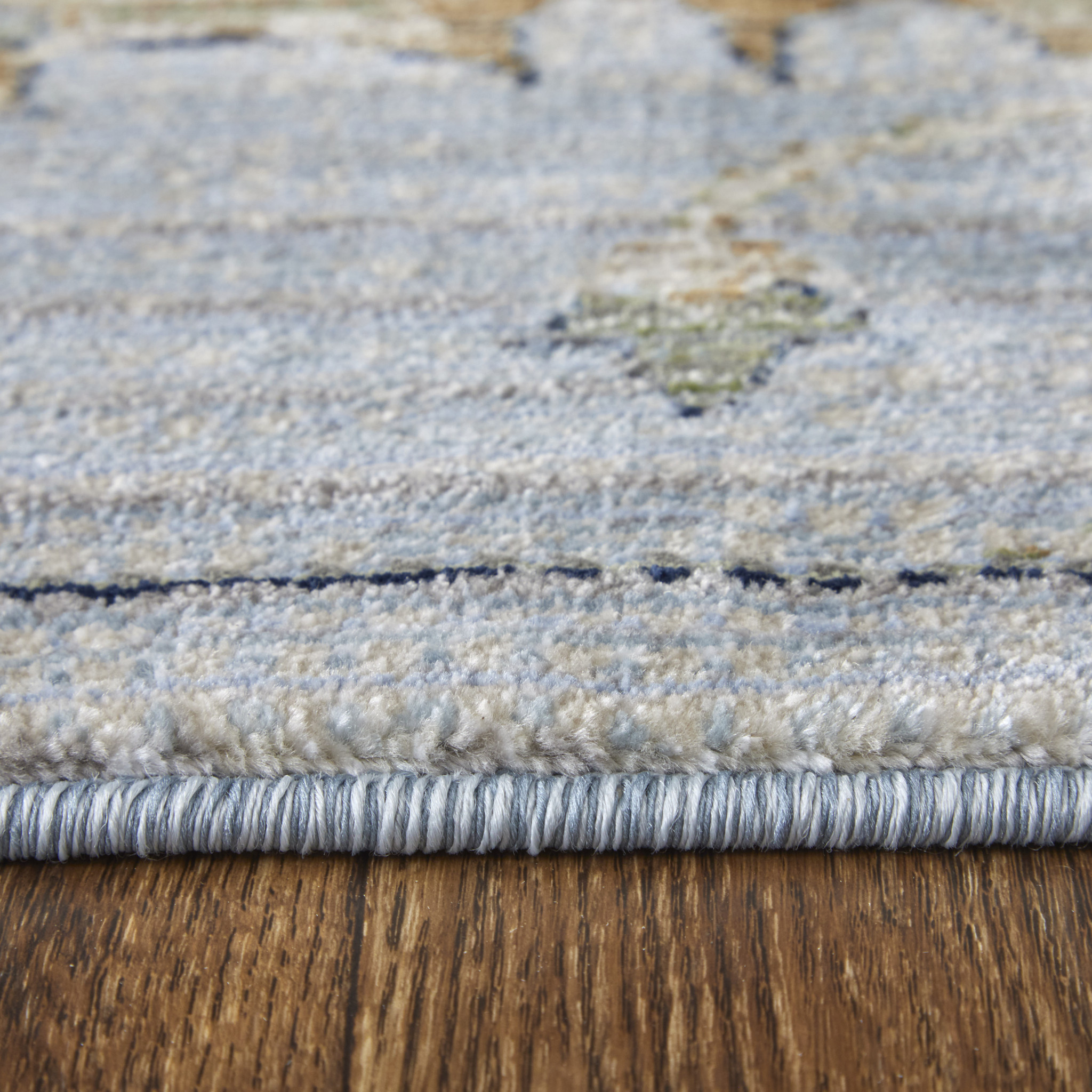 2" X 3" Gray Blue and Green Floral Power Loom Area Rug
