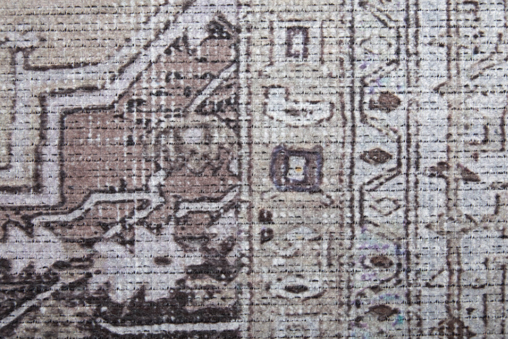 4" X 6" Gray Tan and Ivory Oriental Power Loom Worn Faded Washable Area Rug