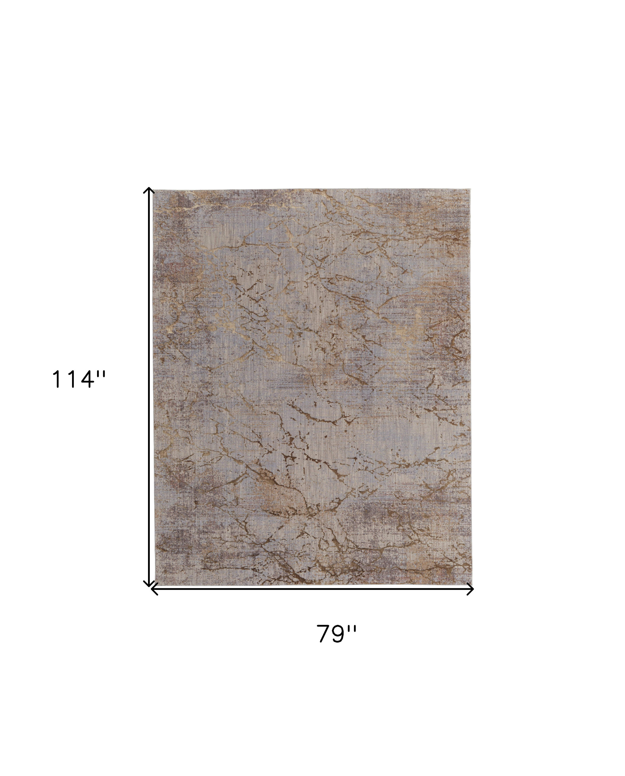 7" X 10" Brown Taupe and Tan Abstract Power Loom Area Rug