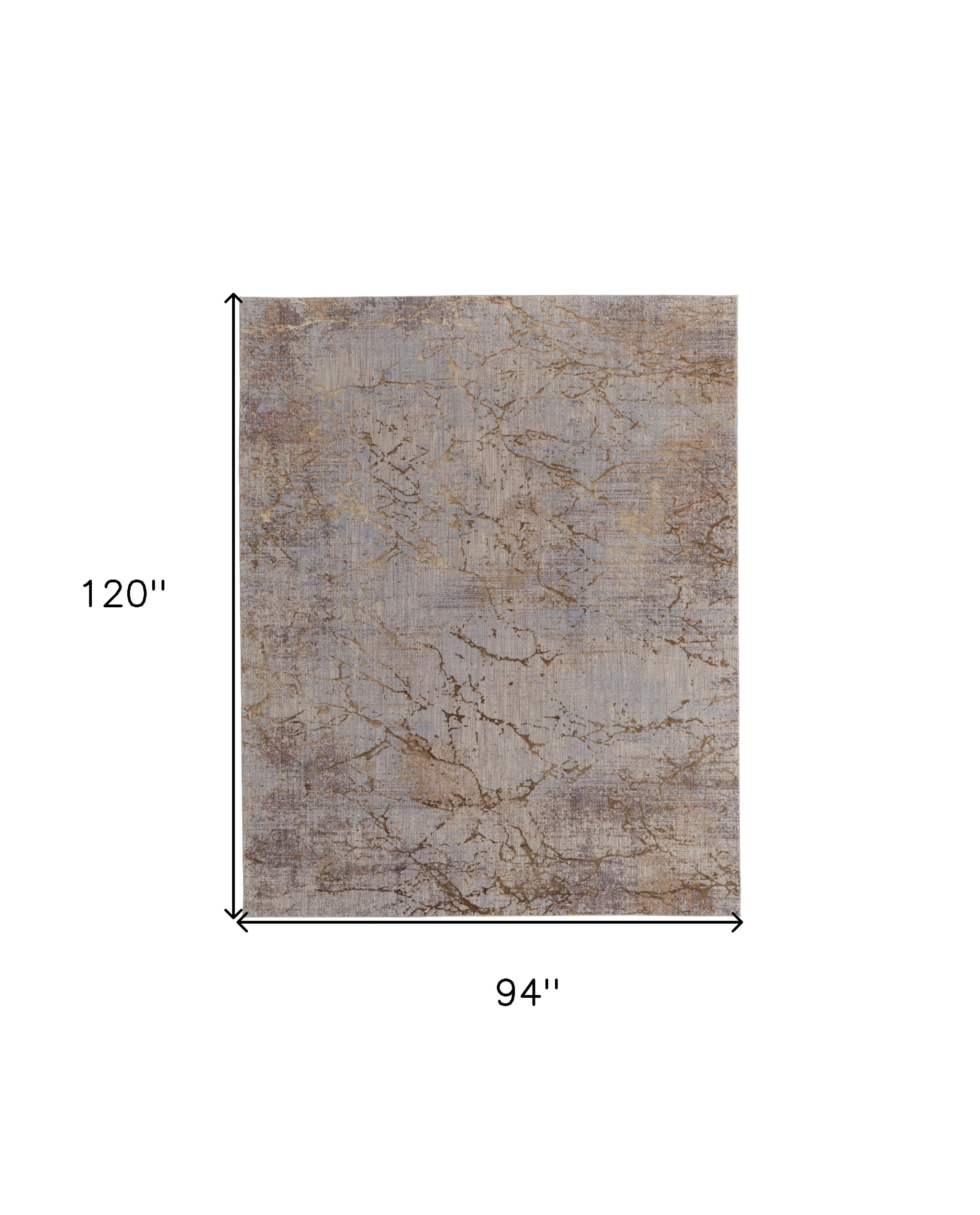 8" X 10" Brown Taupe and Tan Abstract Power Loom Area Rug