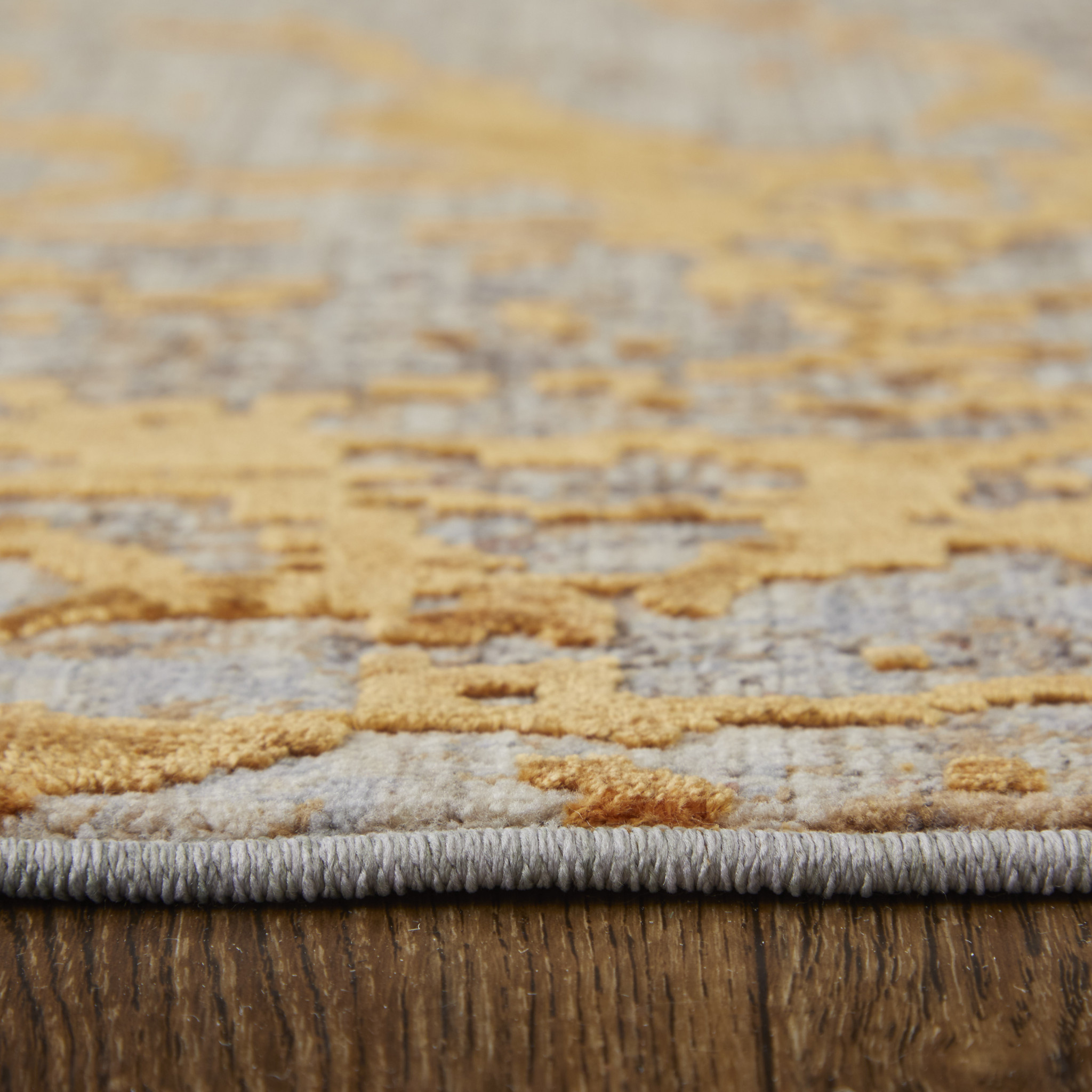 5" X 8" Brown Gold and Gray Abstract Power Loom Area Rug