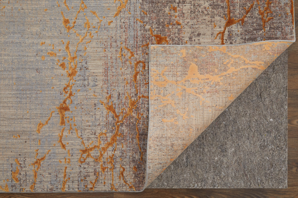5" X 8" Brown Gold and Gray Abstract Power Loom Area Rug